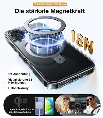 iPhone 16 Hülle MagSafe Ostand Militärischer SchutzTransparent