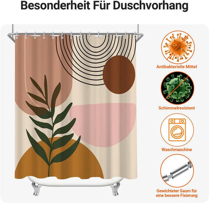 Duschvorhang 120x200cm Abdruck Blätter Wasserabweisend Polyester mit Ösen