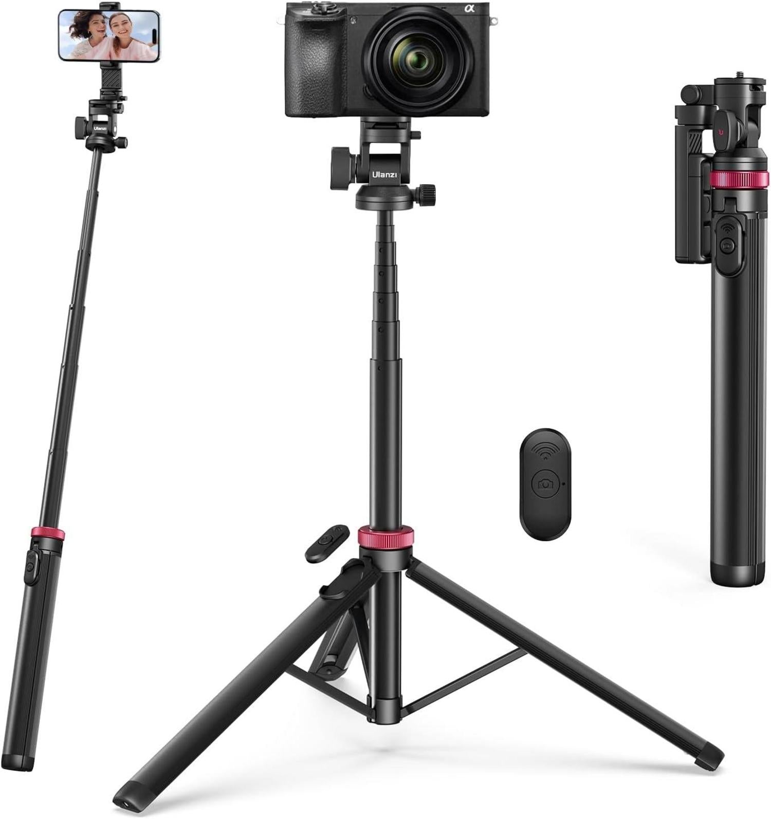 Handy-Kamerastativ Ausziehbarer Selfie-Stick 185cm 360°-Kugelkopf