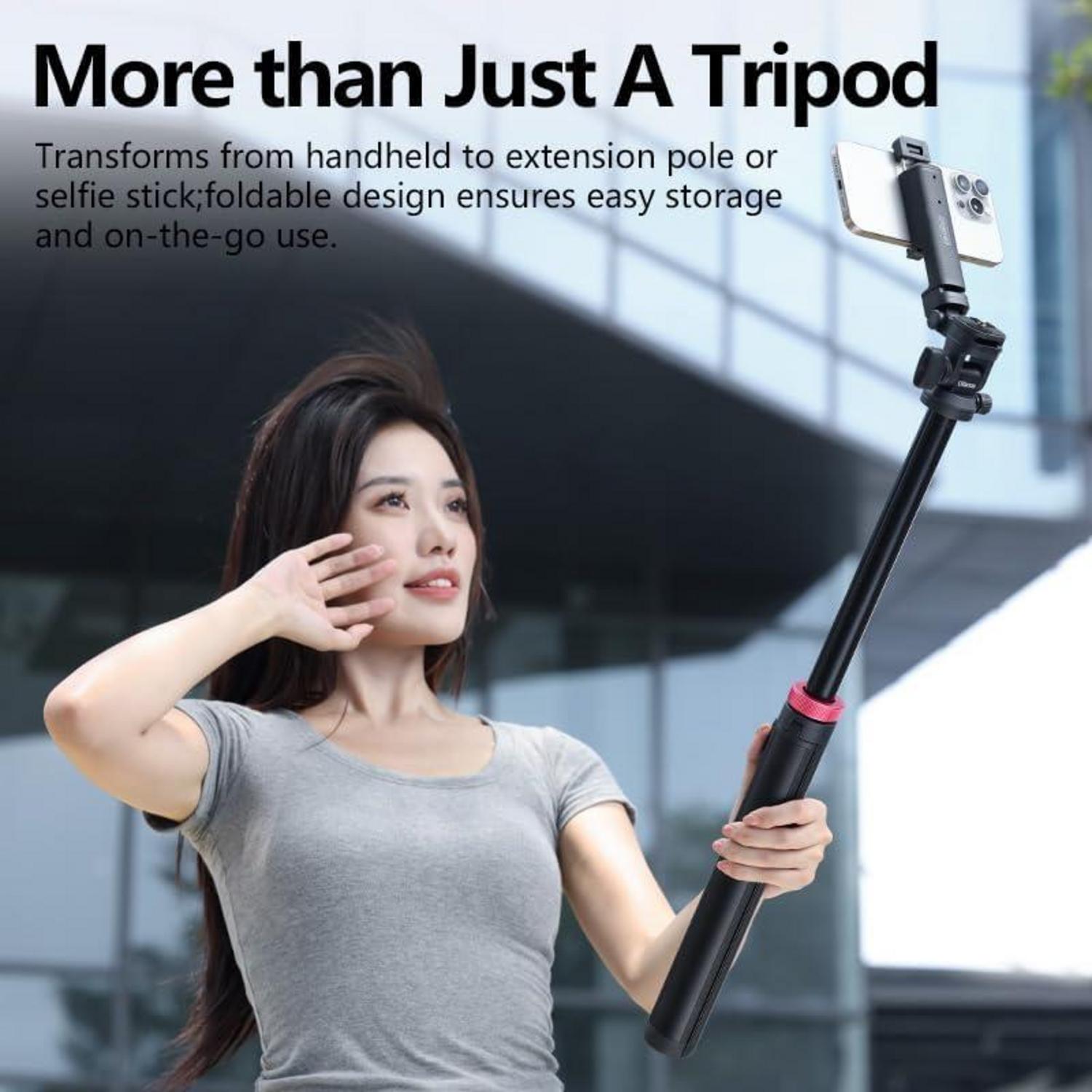 Handy-Kamerastativ 2-in-1 mit Selfie-Stick 185cm Stativ 360° Kugelkopf