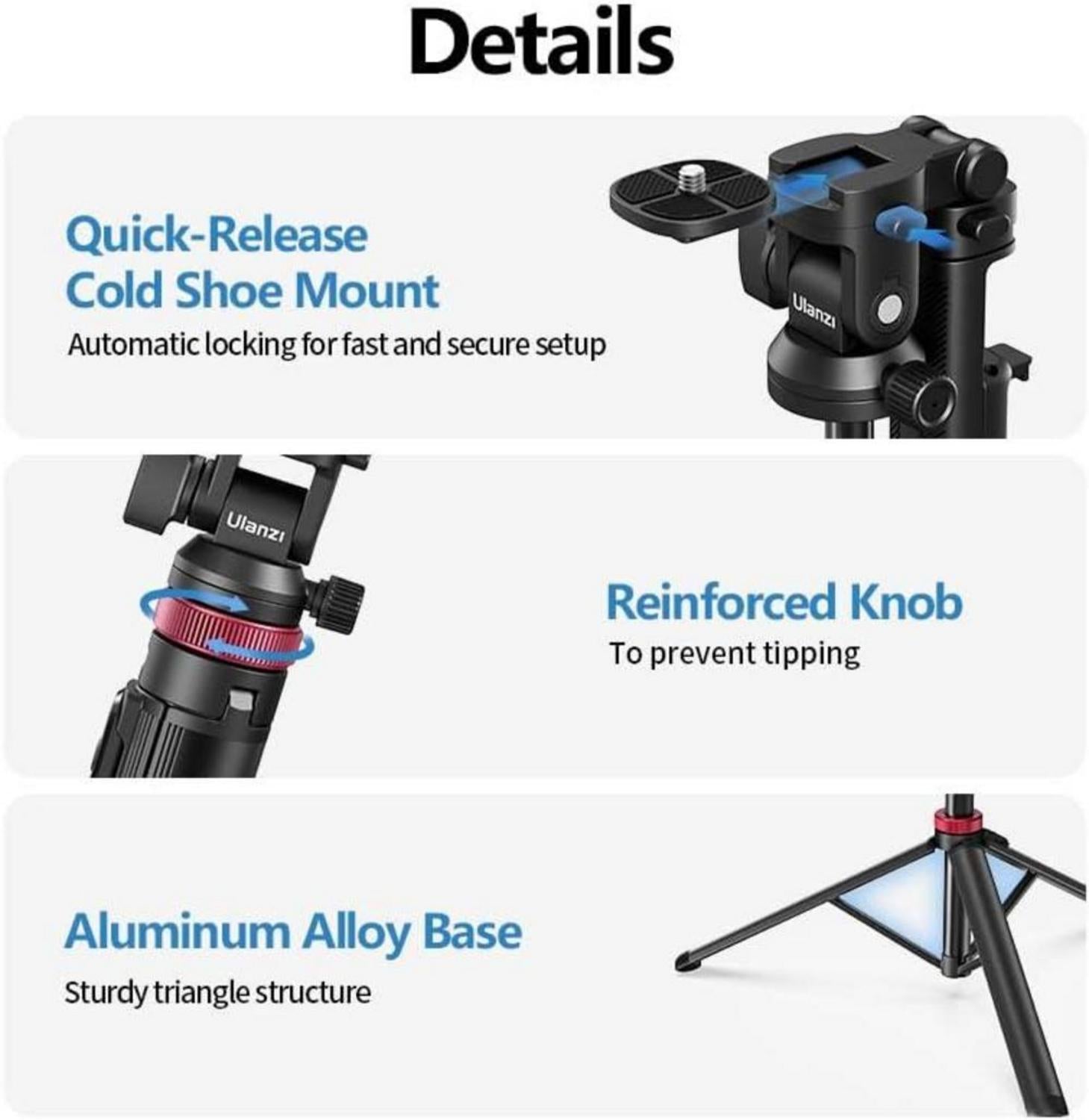 Handy-Kamerastativ 185cm mit 2-in-1-Telefonclip & 360°-Kugelkopf-Stativ - Sony, Canon, iPhone