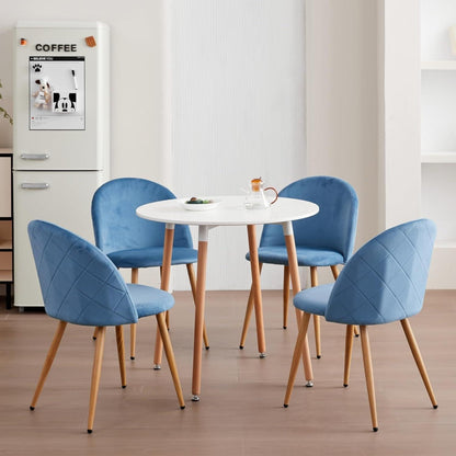 2 Esszimmerstühle Samt, Metallbeine, verstellbare Füße – Blau