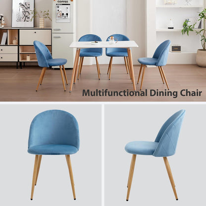 2 Esszimmerstühle Samt, Metallbeine, verstellbare Füße – Blau