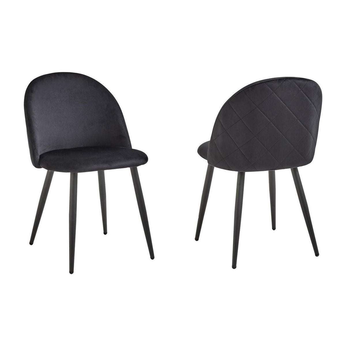 2er-Set Samt Esszimmerstühle mit Metallbeinen Schwarz