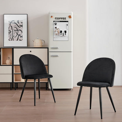 2er-Set Samt Esszimmerstühle mit Metallbeinen Schwarz