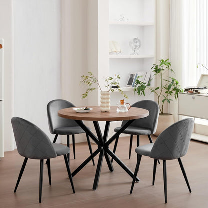 2er-Set Samt Esszimmerstühle mit Metallbeinen – Grau