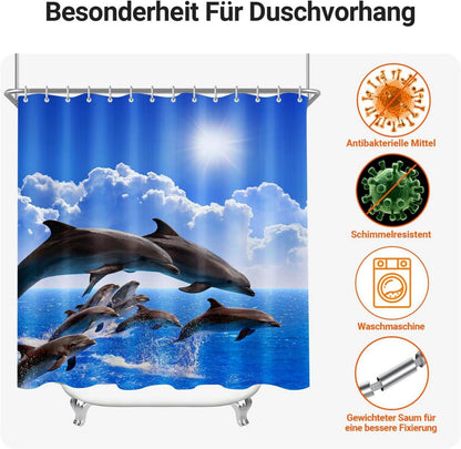 Duschvorhang Delphin 180x180 cm Antischimmel Wasserabweisend Polyester