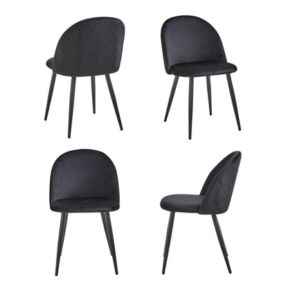 4er Set Samt Esszimmerstühle mit Metallbeinen Schwarz