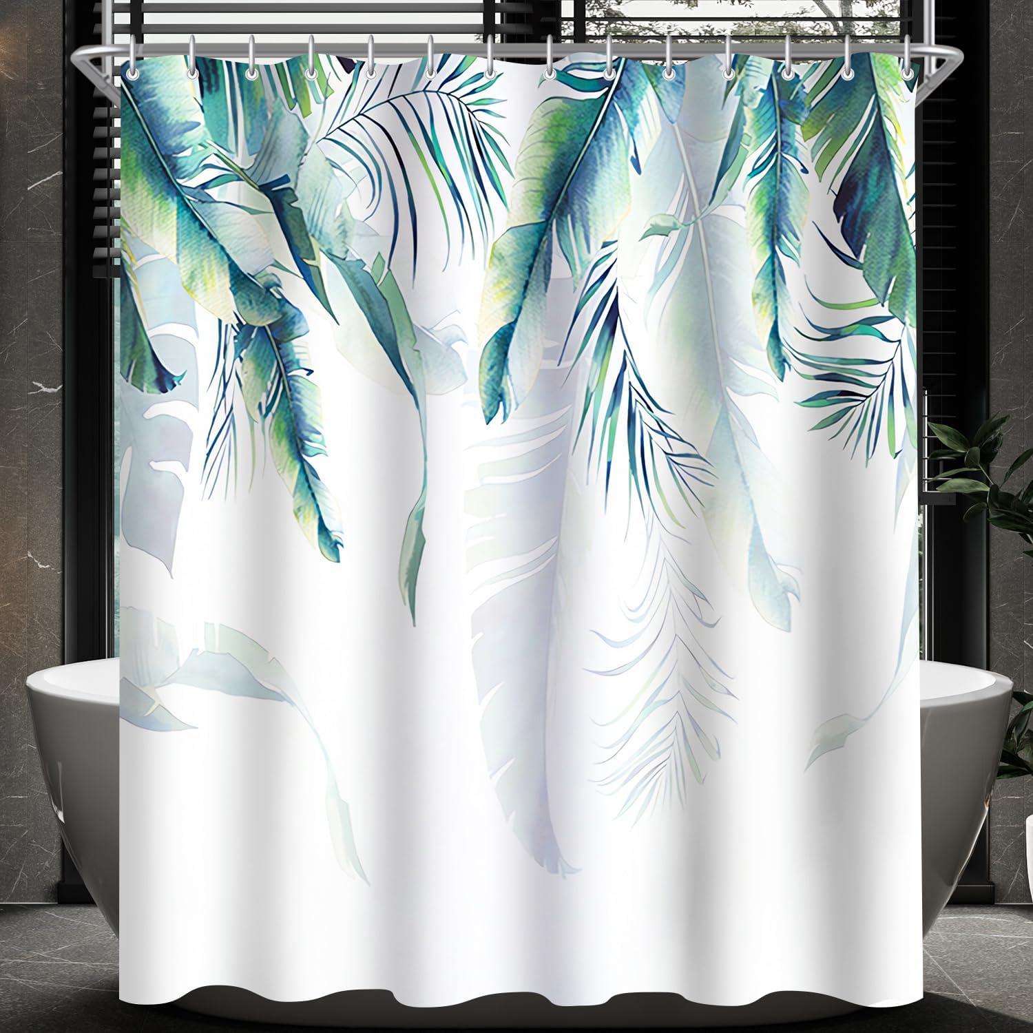 Duschvorhang Grün Blätter 150x200 cm Antischimmel Wasserdicht