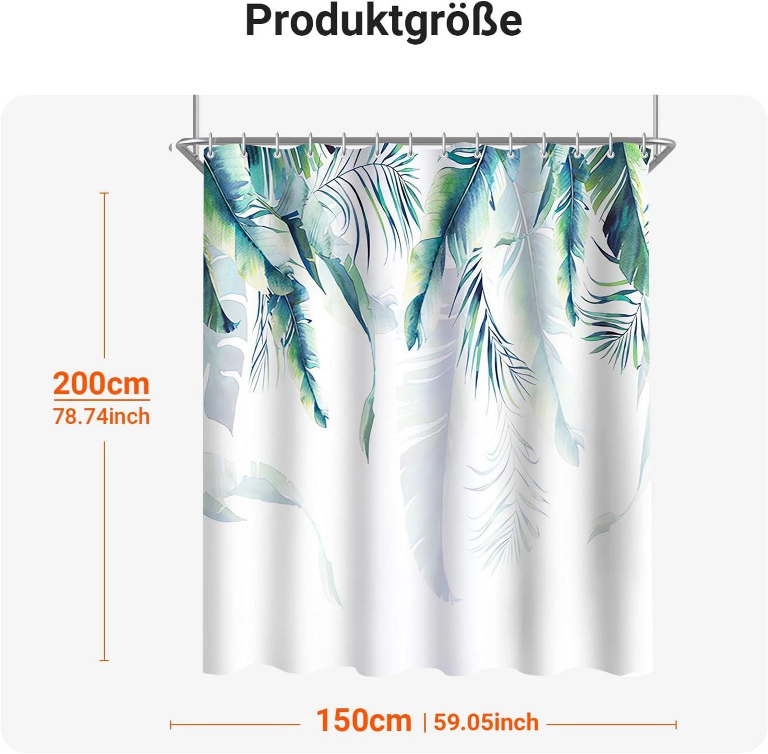 Duschvorhang Grün Blätter Pflanze 150x200 cm, Wasserdicht
