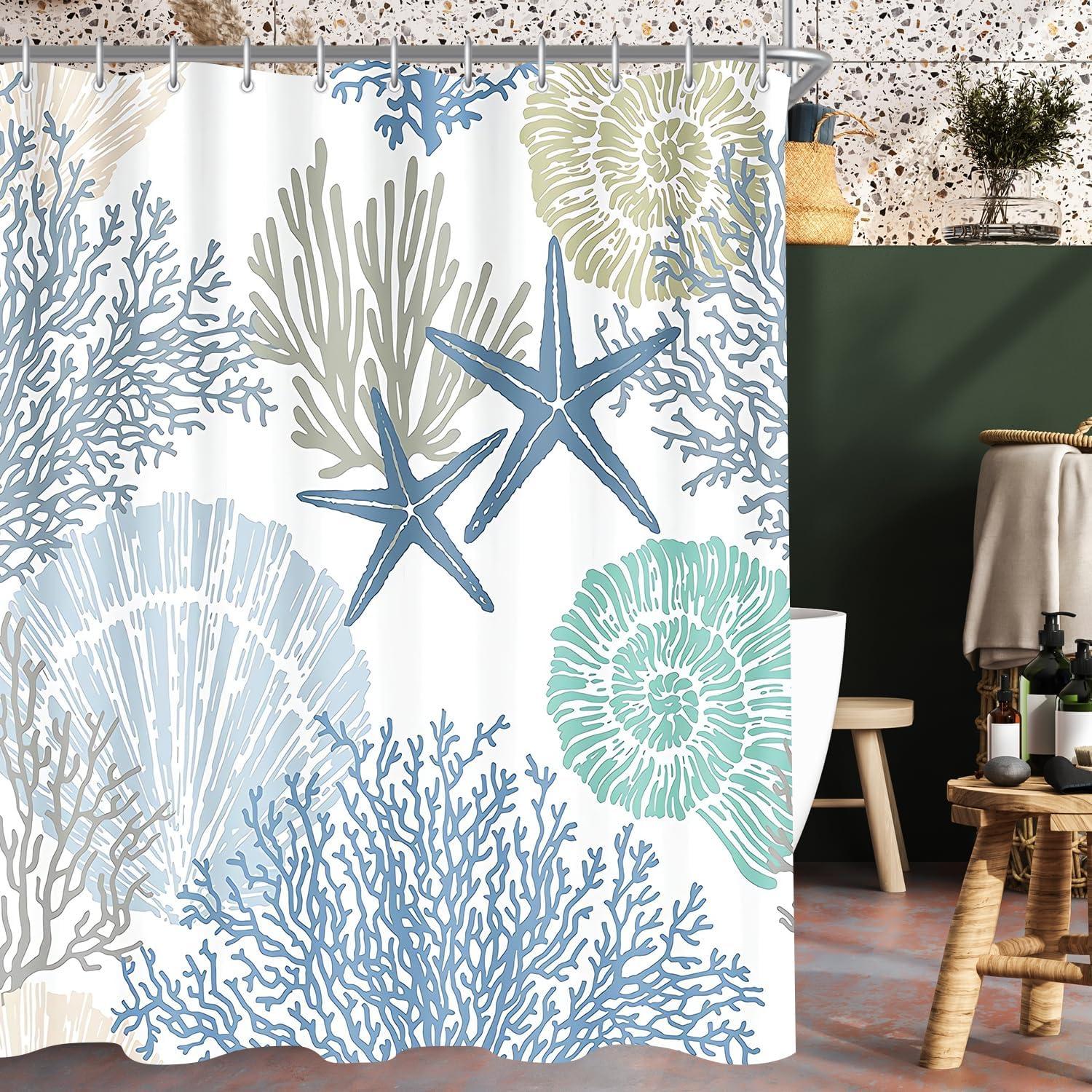 Lerores Duschvorhang Unterwasseralgen Antischimmel 120x200 cm 8 Ösen Badezimmer H200 x B120 cm