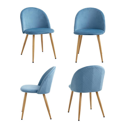 4er Set Samt Esszimmerstühle mit Metallbeinen – Blau
