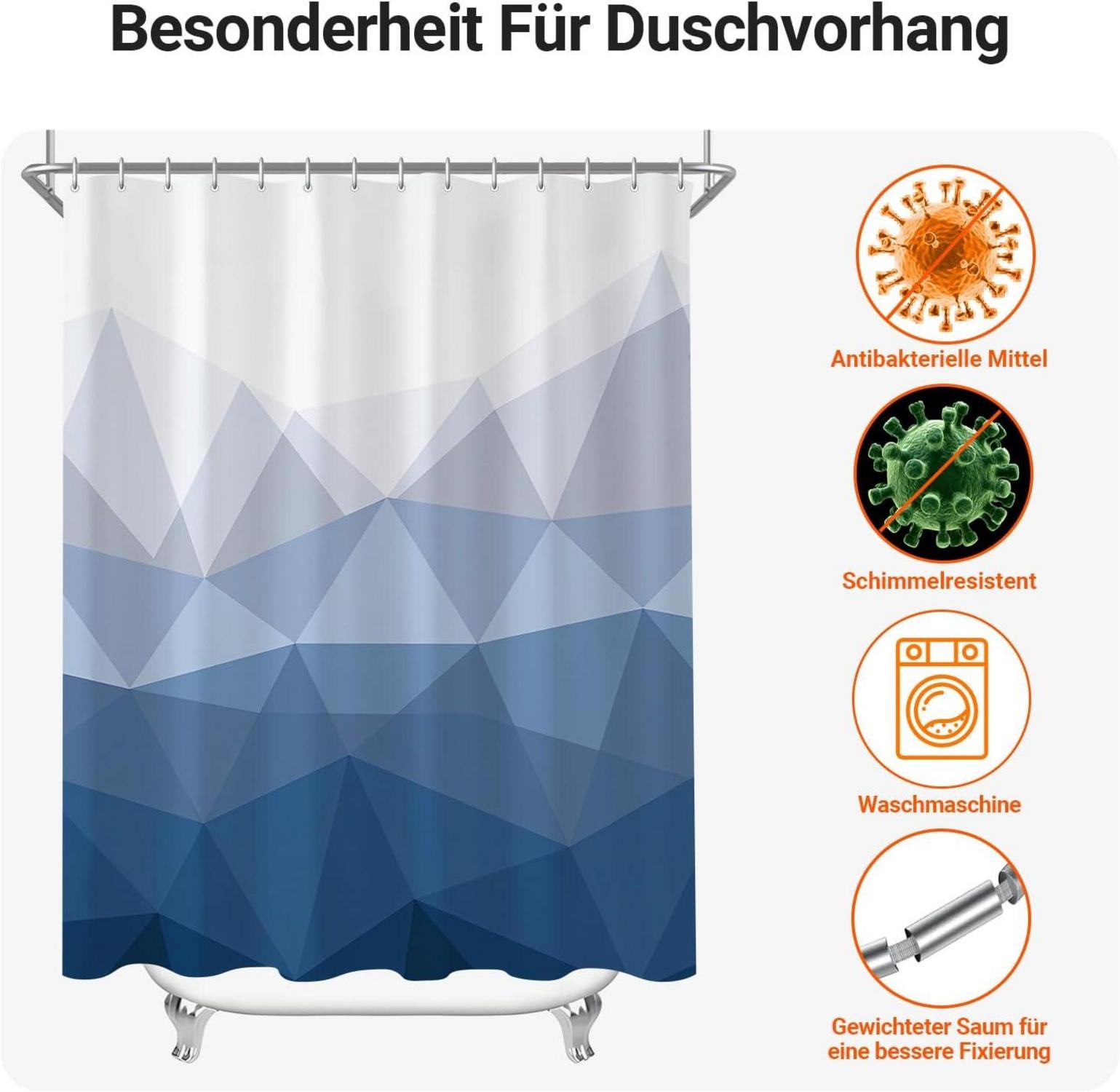 Duschvorhang Geometrischer Verlauf 150x200cm Wasserabweisend 8 Ösen