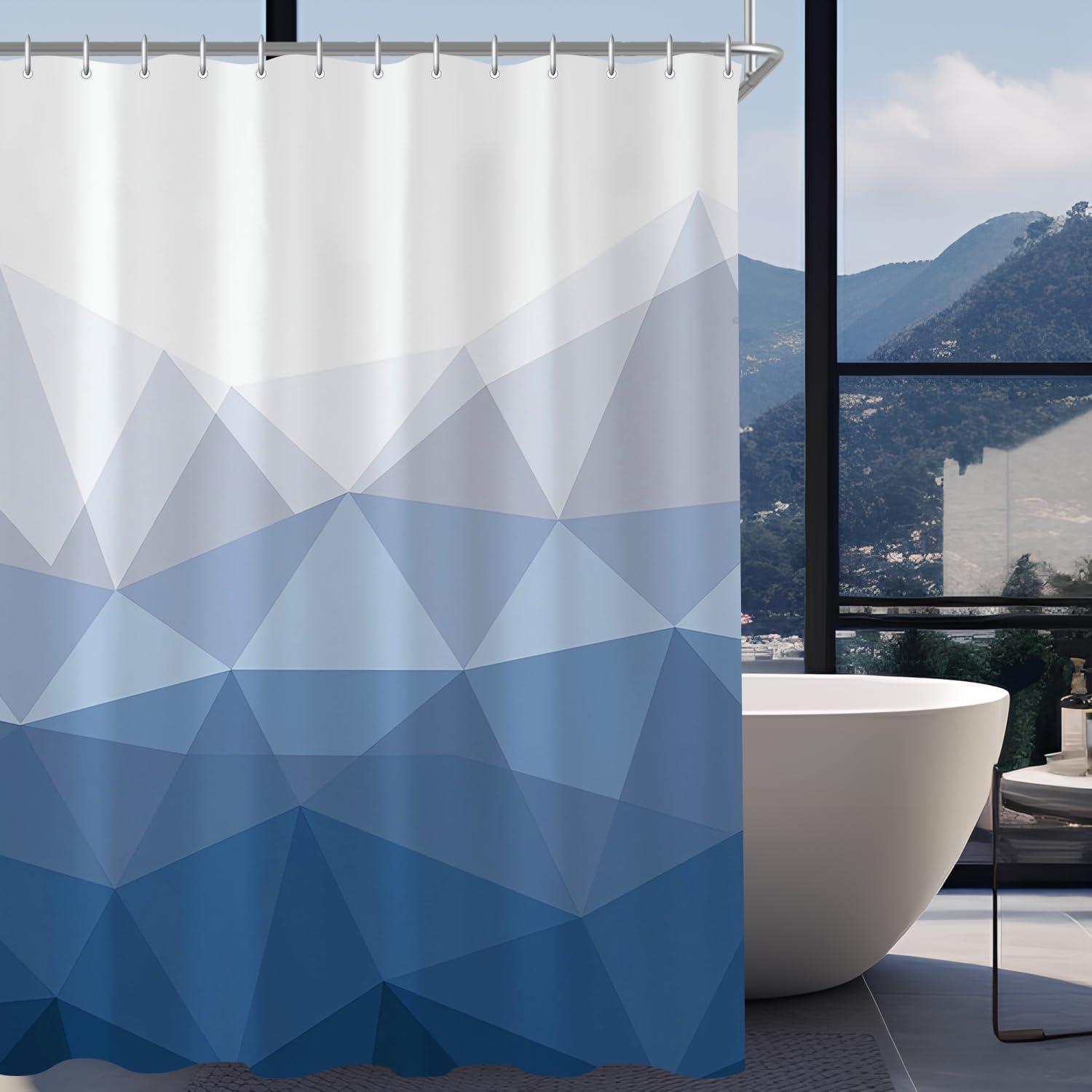 Lerores Duschvorhang Geometrischer Verlauf 150x200 cm Antischimmel, Wasserabweisend, Waschbar mit 8 Ösen
