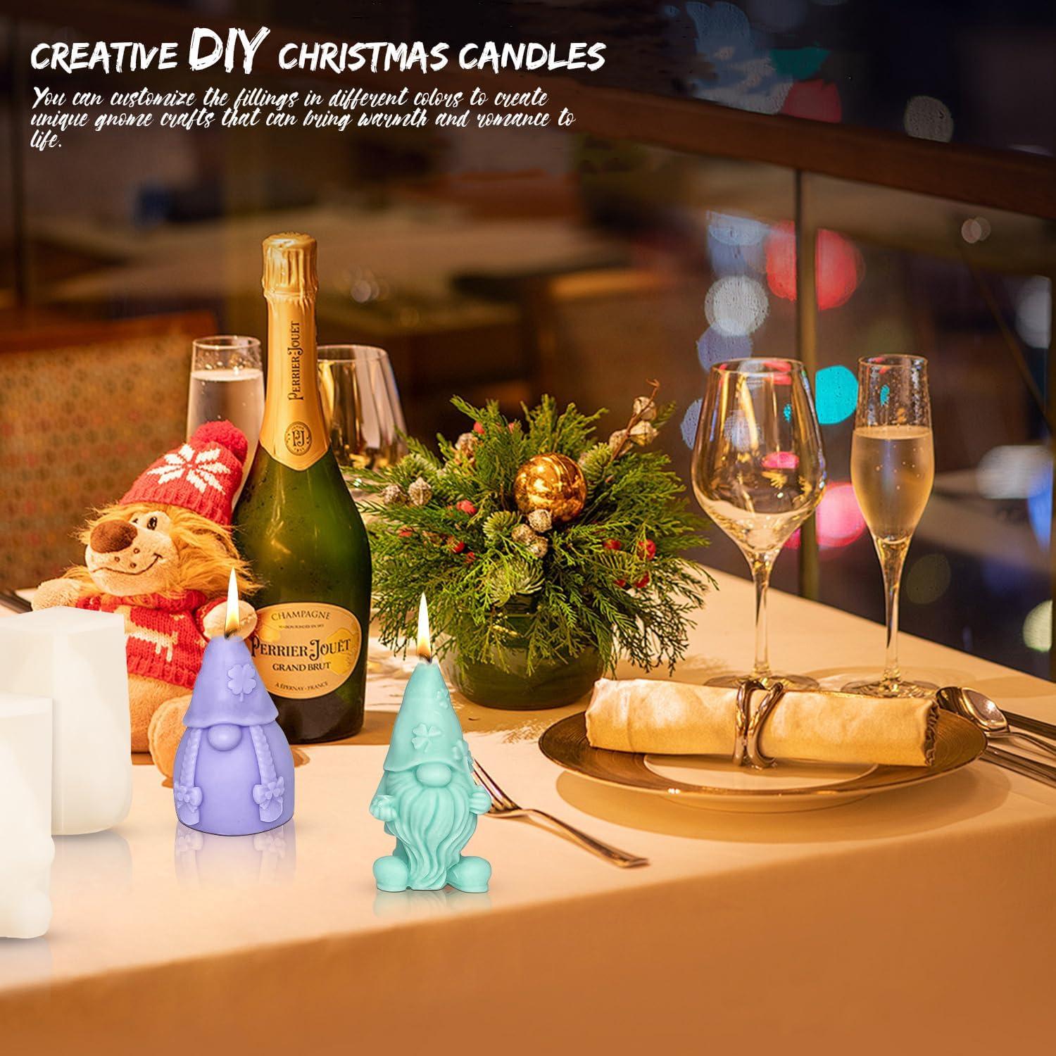 Dncvb 2 Stück Weihnachtsmann Wichtel Silikonformen für DIY Kerzen Gießen