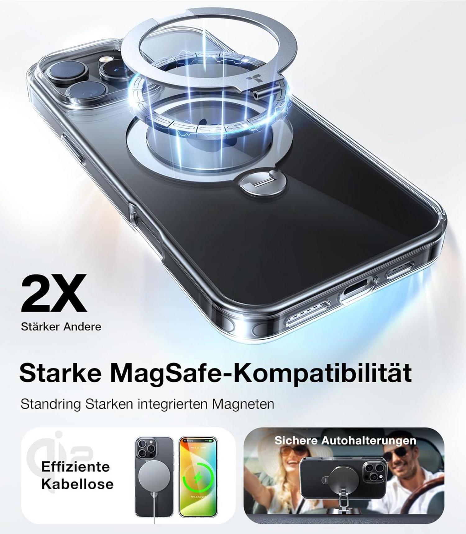 iPhone 16 Pro Hülle Magsafe Anti-Vergilbung Militärschutz Transparent