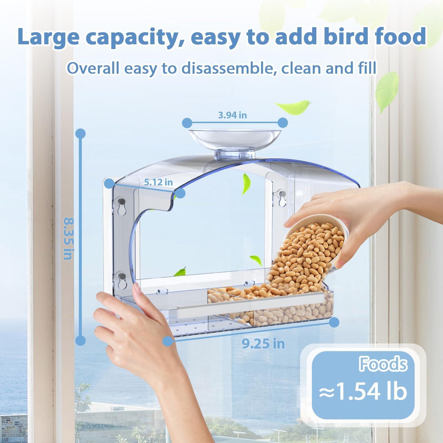 Vogelfutterhaus Transparent mit Saugnäpfen für Wildvögel