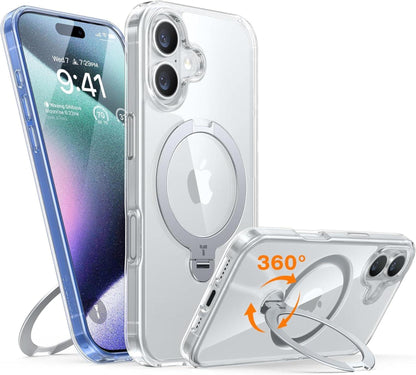 iPhone 16 Plus Hülle mit Magnetischem 360° Standring & Militärschutz