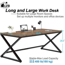 Großer moderner Schreibtisch 180cm Eiche & Schwarz für Home Office