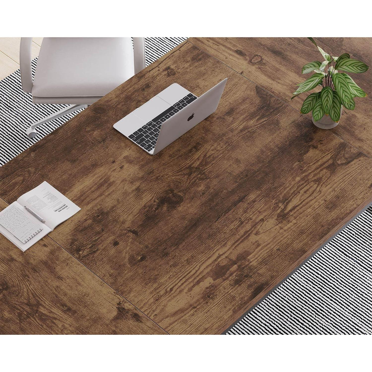 Großer moderner Schreibtisch 180cm Eiche & Schwarz für Home Office