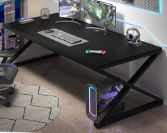 LVB Großer Moderner Computertisch Bürotisch Schwarz