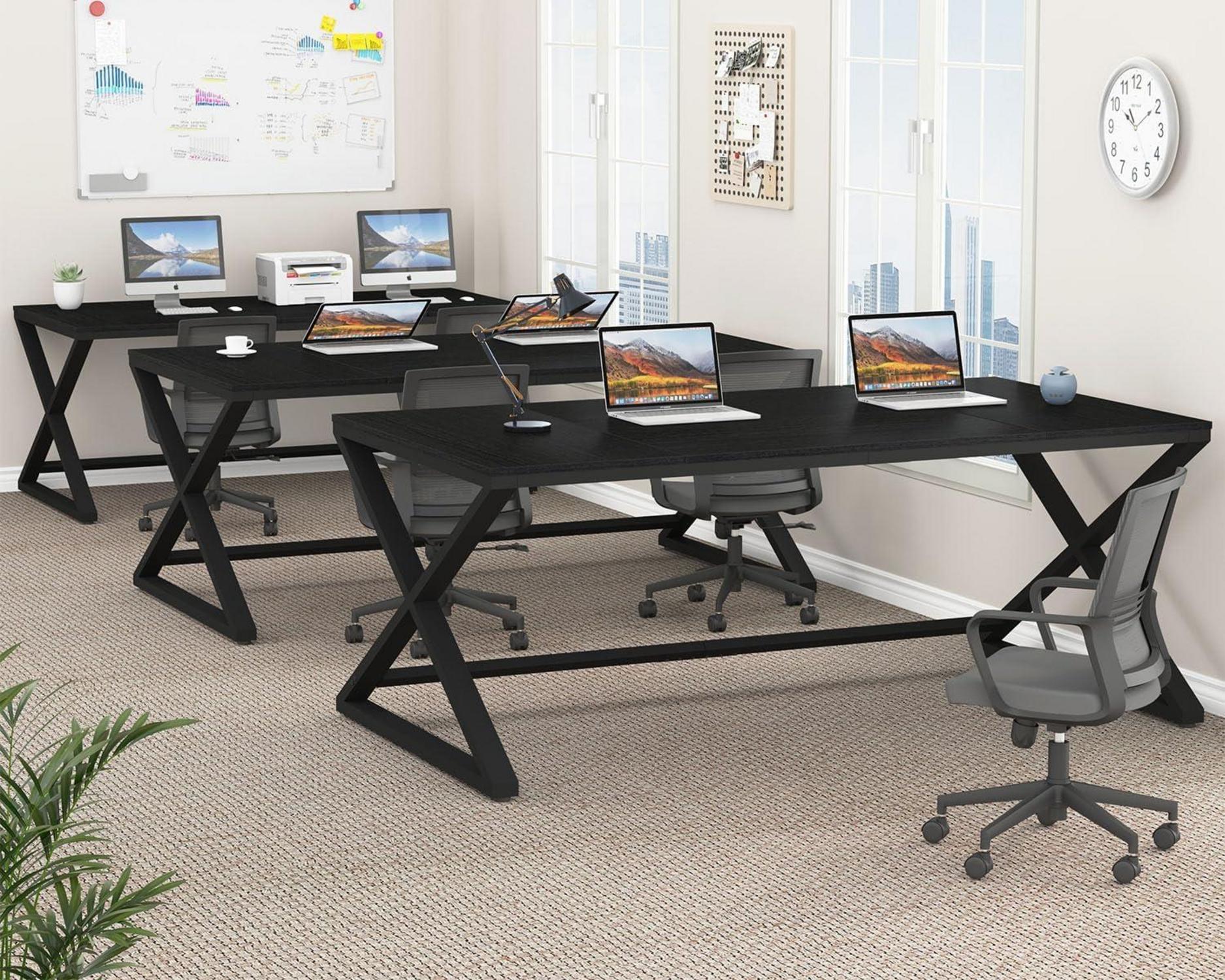 LVB Großer Moderner Computertisch Bürotisch Schwarz