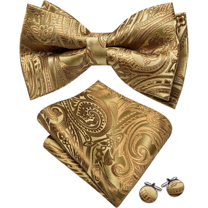 Blau Paisley Satin Fliegen Set mit Einstecktuch und