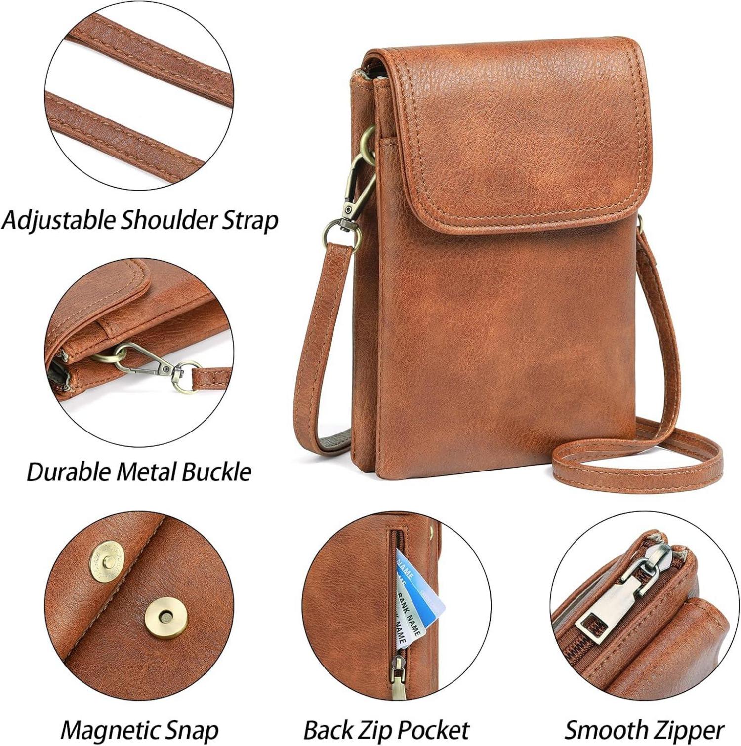 RFID Blocking Handytasche Damen Crossbody Bag Retro-braun