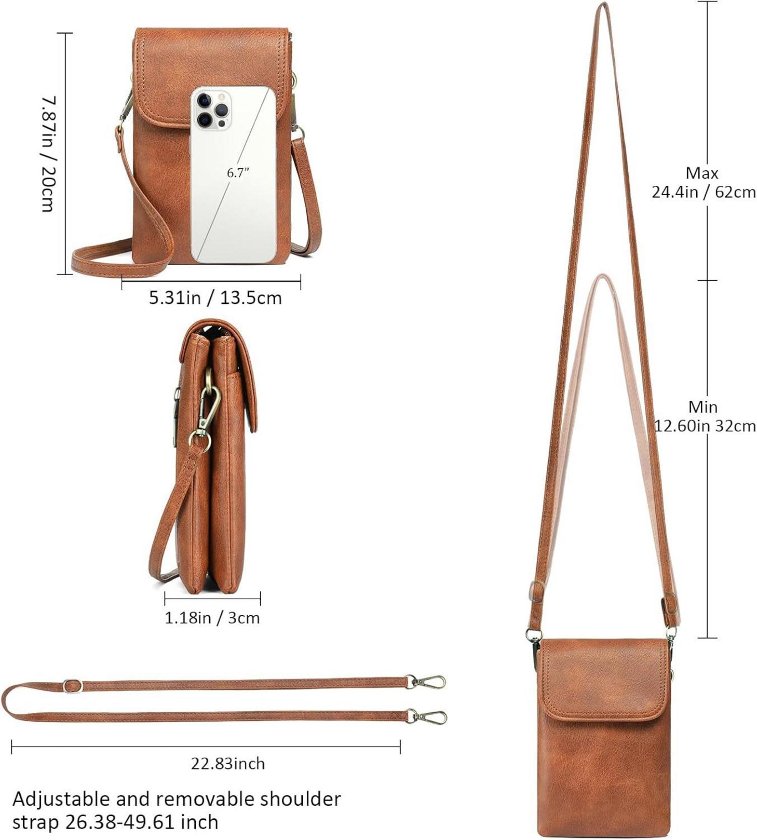 Handtasche Damen RFID Blocking Leder Crossbody Bag Retro-braun