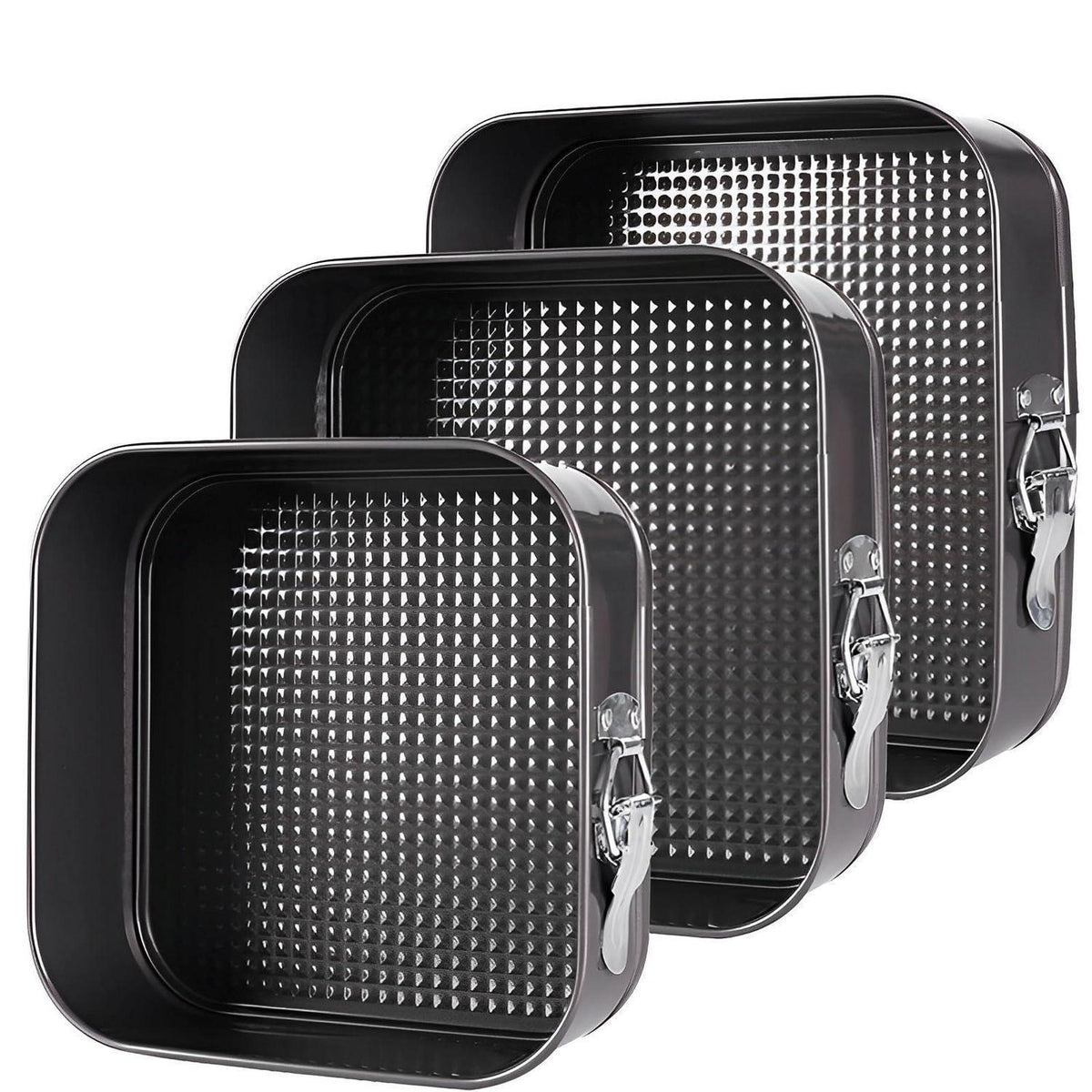 Eckige Springform Set | 20/22/24 cm Kuchenformen Schwarz