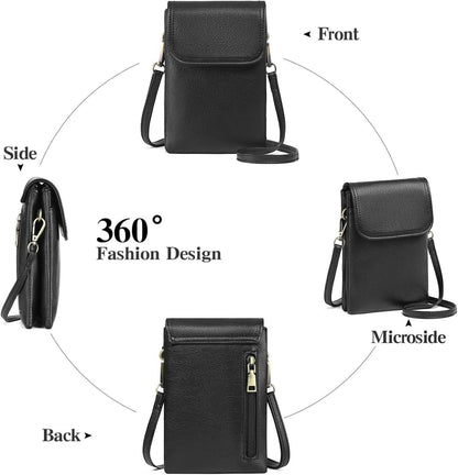 Handtasche Damen RFID Blocking Crossbody Schultertasche Retro-schwarz