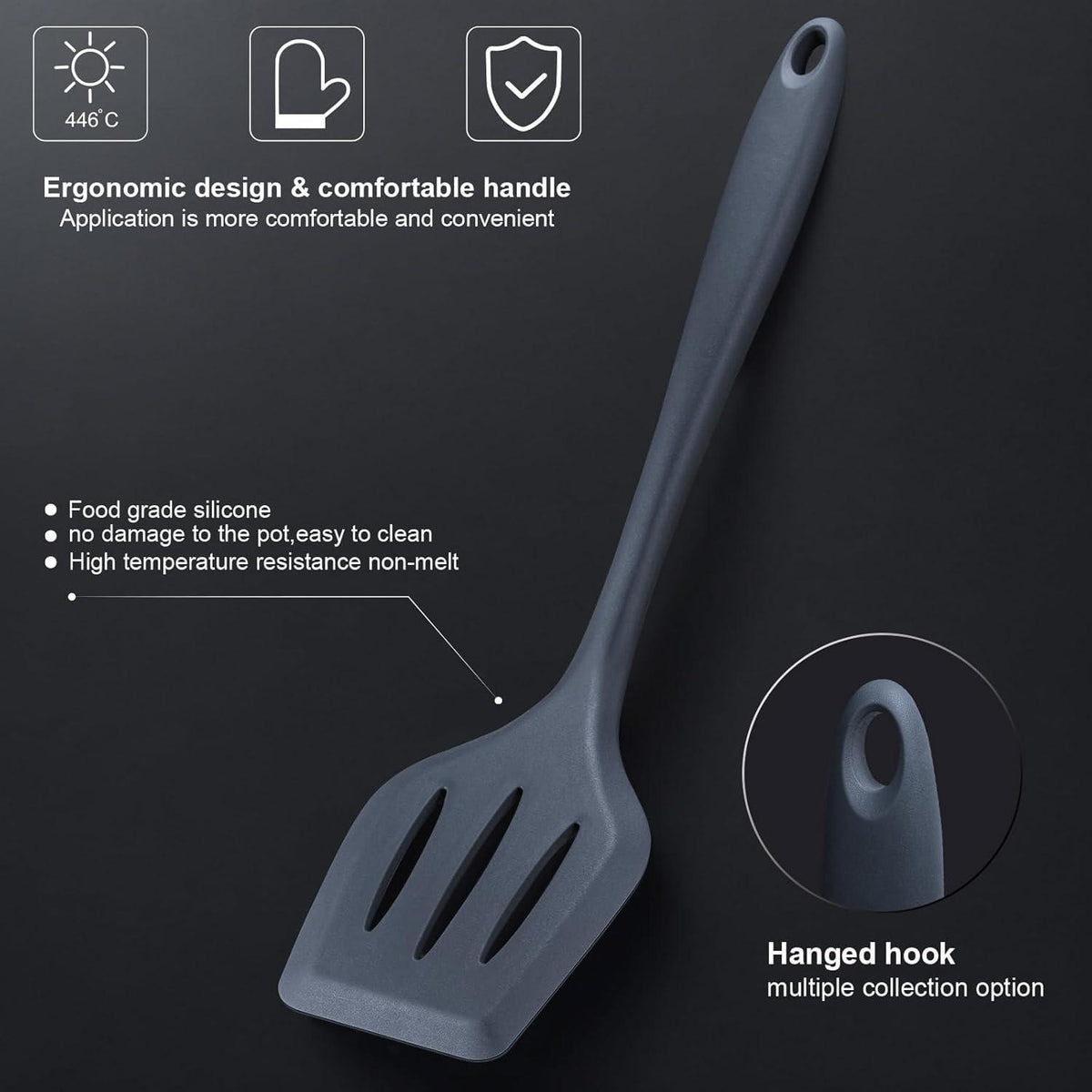 18-teiliges Küchenmesser-Set mit Silikon-Utensilien & Messerblock Grau