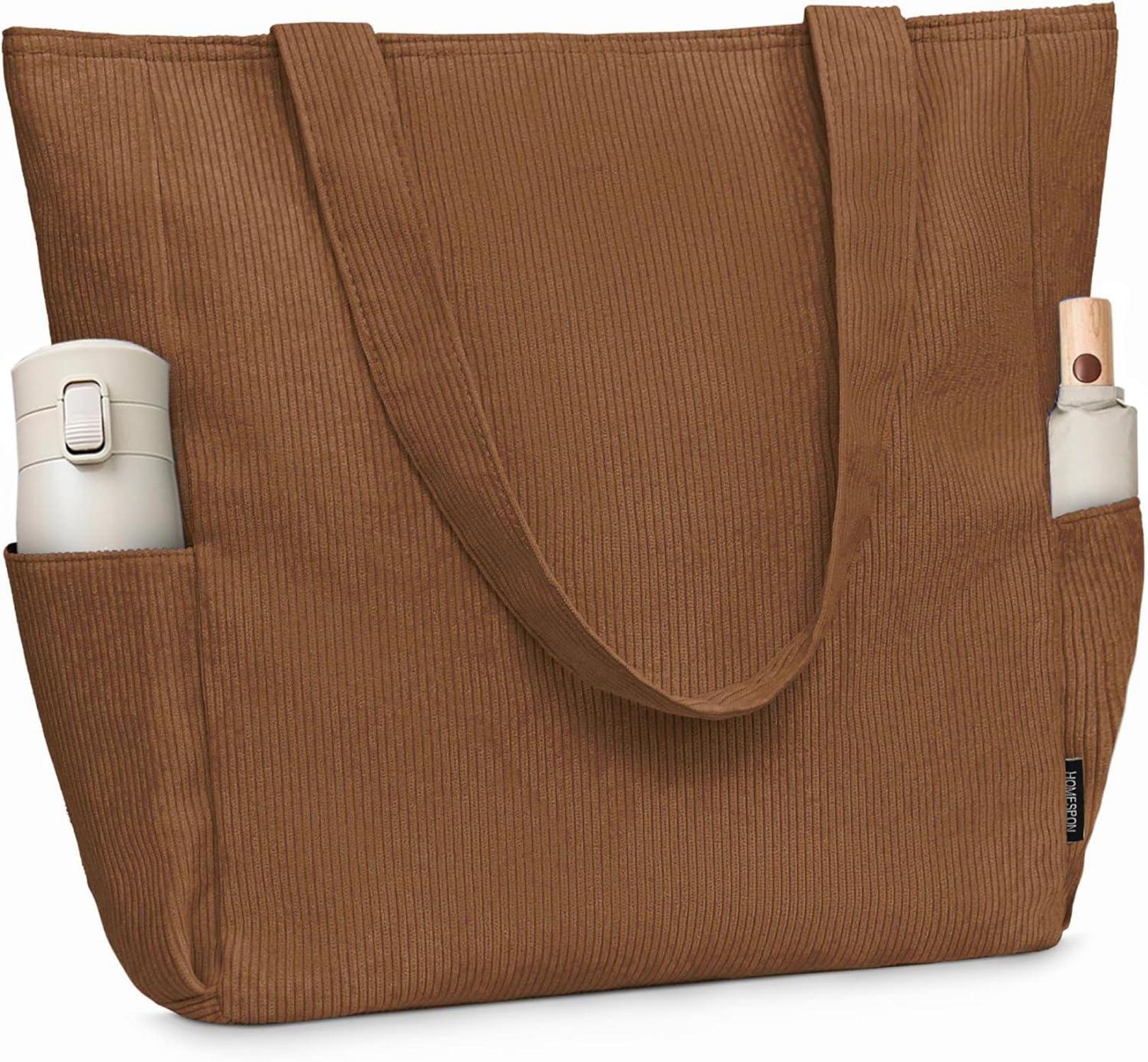 Große Cordury Umhängetasche mit Reißverschluss & Taschen