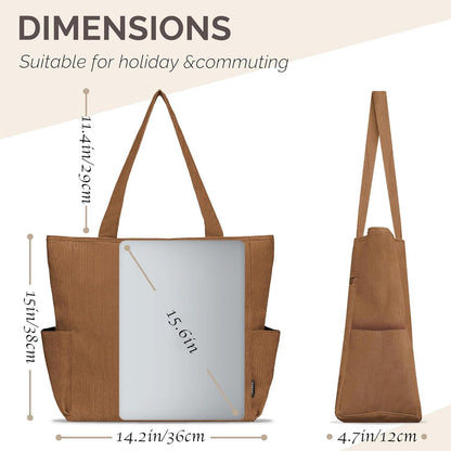 Cordury Tote Bag Umhängetasche Reißverschluss Taschen Braun