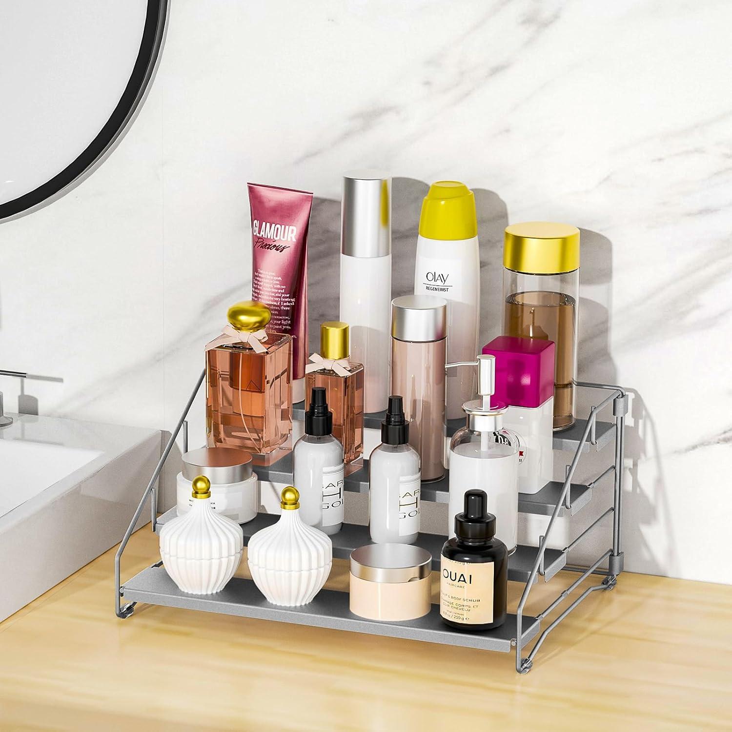 Einstellbares 4-stufiges Gewürzregal ohne Bohren - Grau Kitchen Organizer