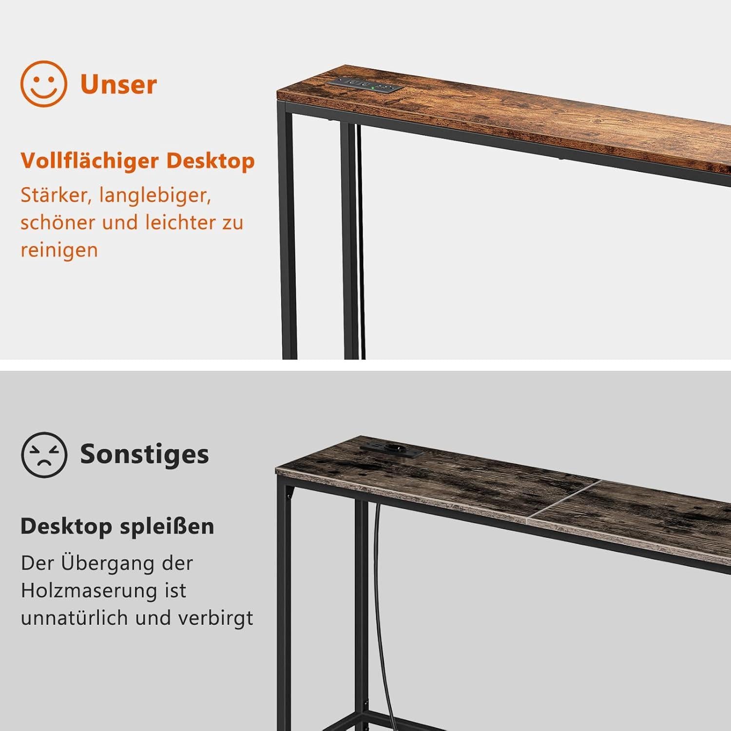 Konsolentisch Schmal mit Europäischen Steckdosen und USB-Anschlüssen