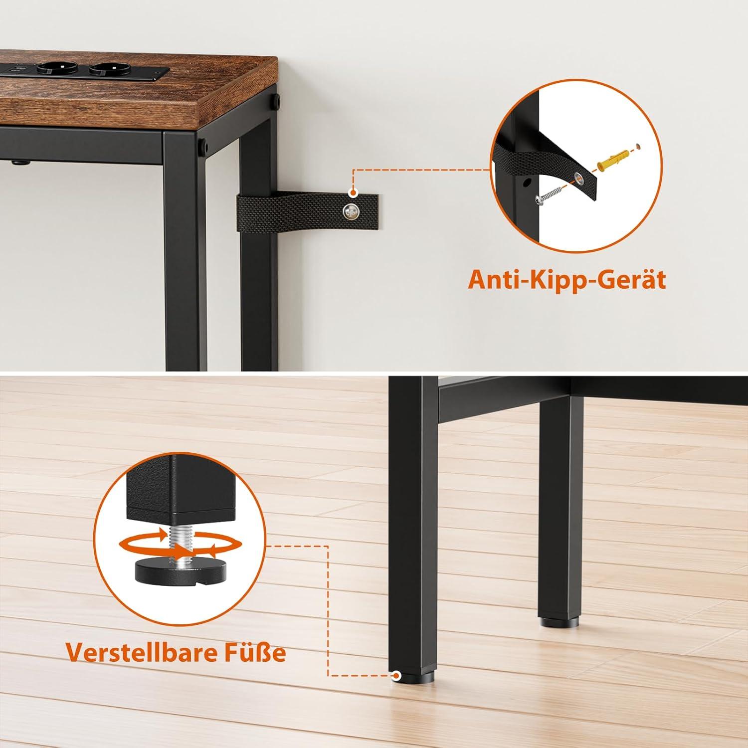 Konsolentisch Schmal mit Europäischen Steckdosen und USB-Anschlüssen
