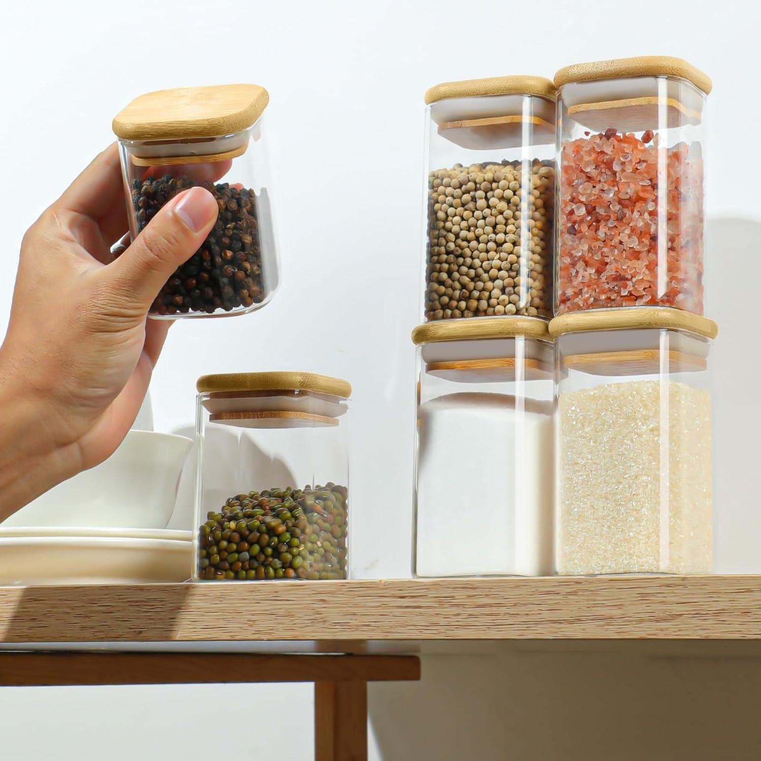 12er Gewürzgläser mit Bambusdeckel und Etiketten 8oz Küchen Organizer