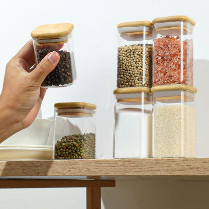12er Gewürzgläser mit Bambusdeckel und Etiketten 8oz Küchen Organizer