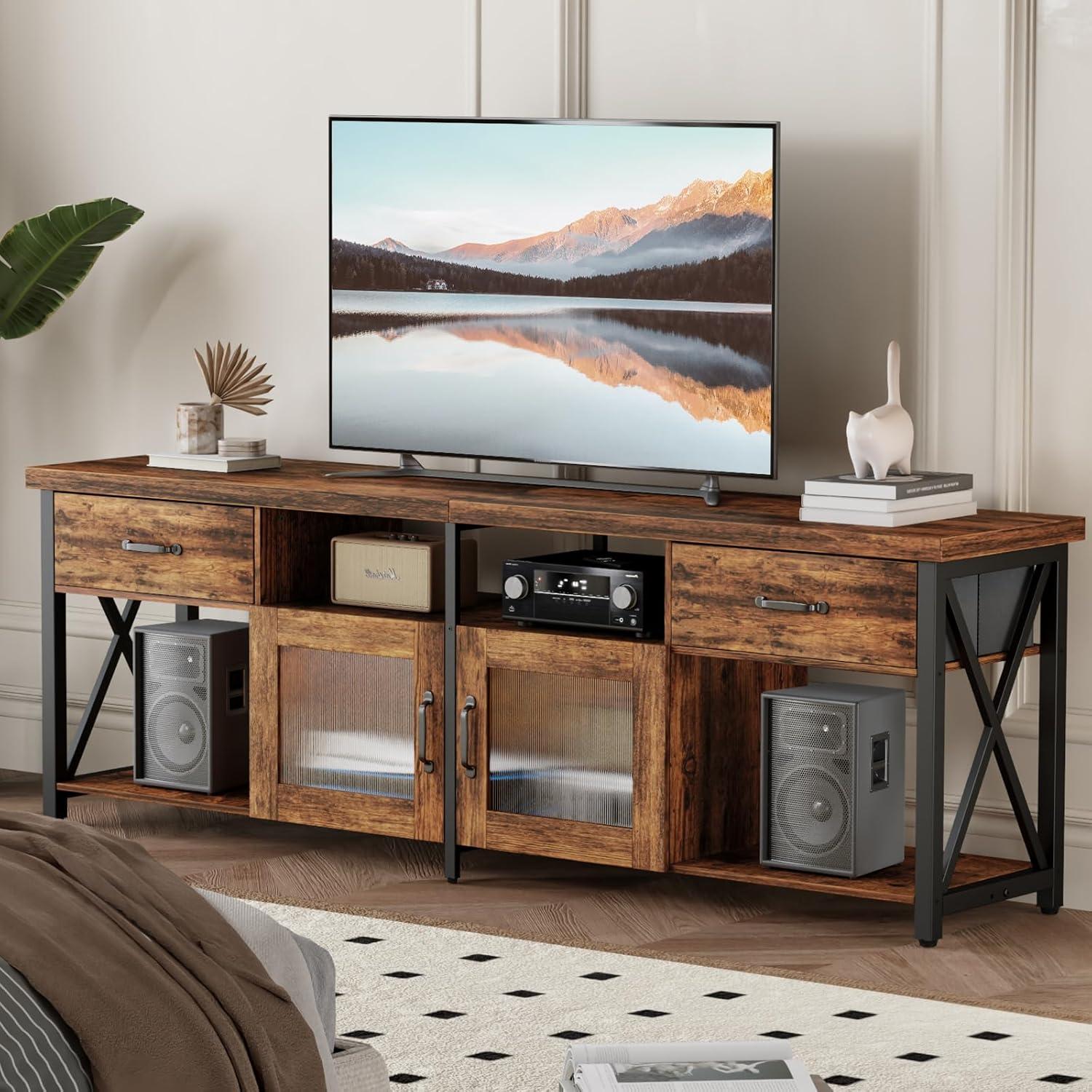 TV Schrank Board Industriestil 180cm für 60-70 Zoll Fernseher Holz Rustikal