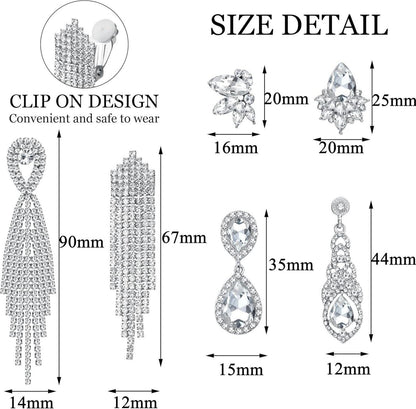 Strass Clip Ohrringe Set Silber 6 Paare Hochzeit Brautjungfern Brillant Diamant