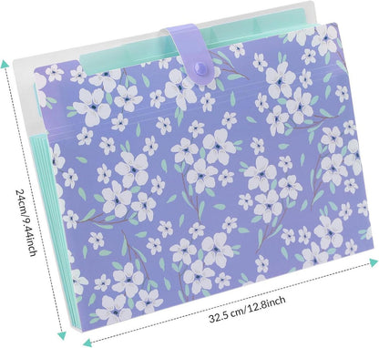 Dokumentenmappe A4 Fächermappe Organizer 6 Tasche Floral Lila