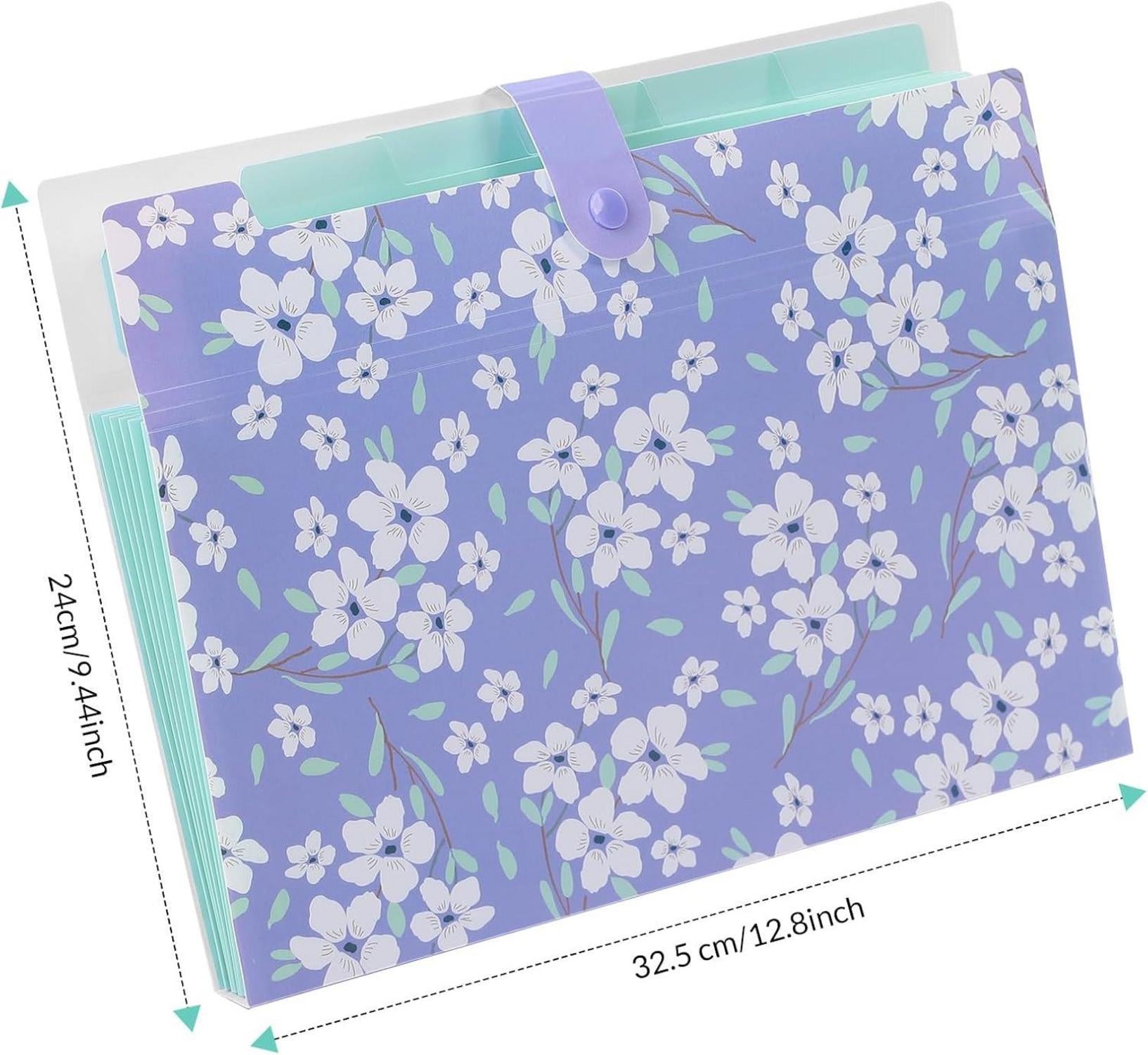 Dokumentenmappe A4 Floral Organizer Folder mit Fächern und Schnalle