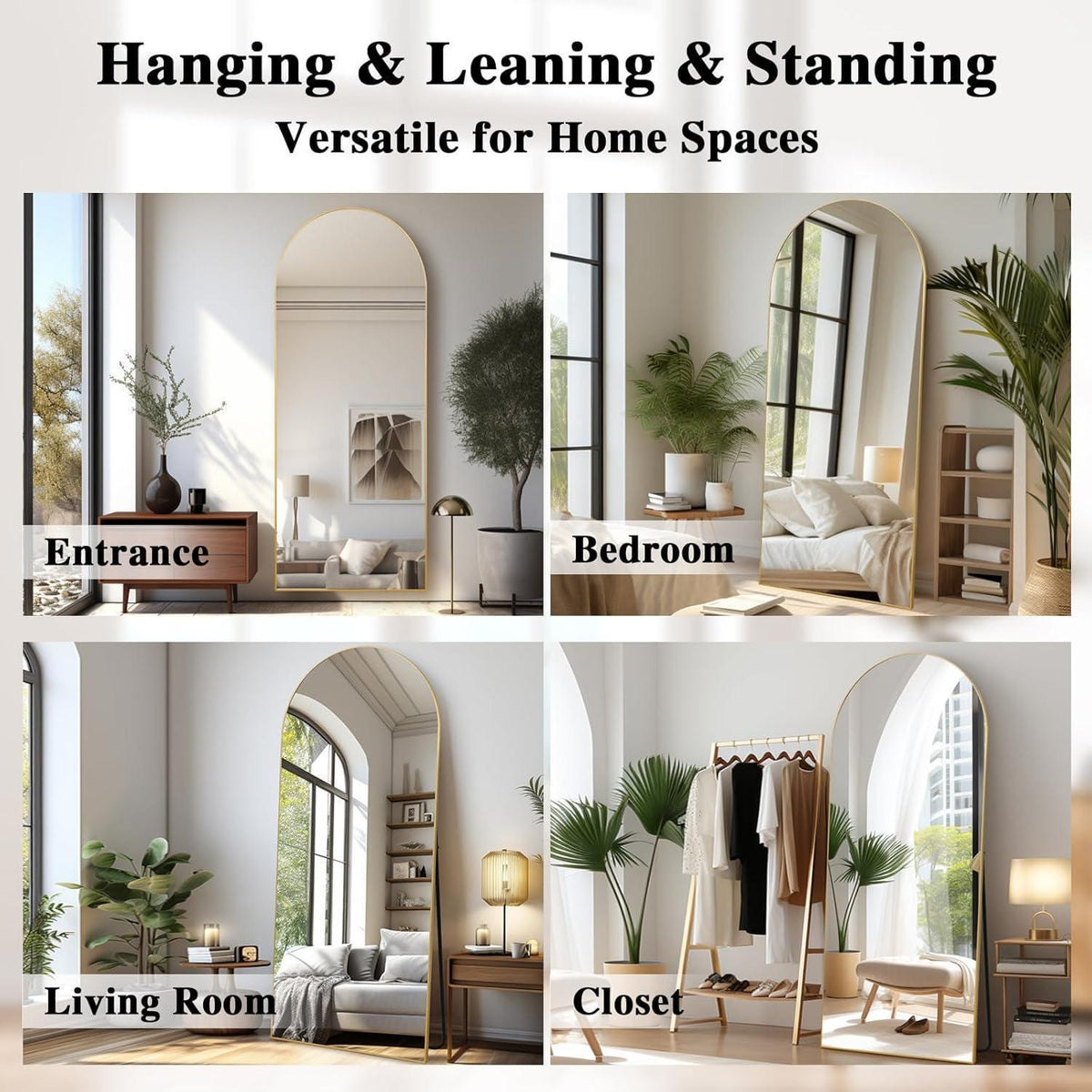 Gewölbter Ganzkörperspiegel 192x85cm – Stehspiegel für Schlafzimmer & Wohnzimmer