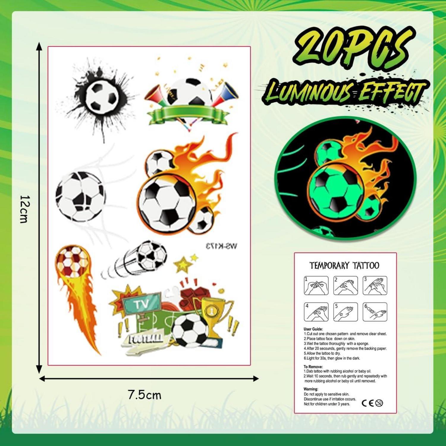 20 Stück Fußball Tattoo Kinder Jungen Set Geschenke Fußball