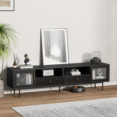 TV Schrank Schwarz 200 cm TV Sideboard mit Stauraum & Kabelführung