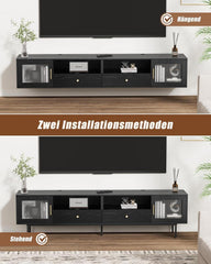 TV Schrank Schwarz 200 cm TV Sideboard mit Stauraum & Kabelführung