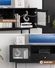 TV Stand 200cm Schwarz Italienischer Stil 75-Zoll-Fernseher Stand/Hängend