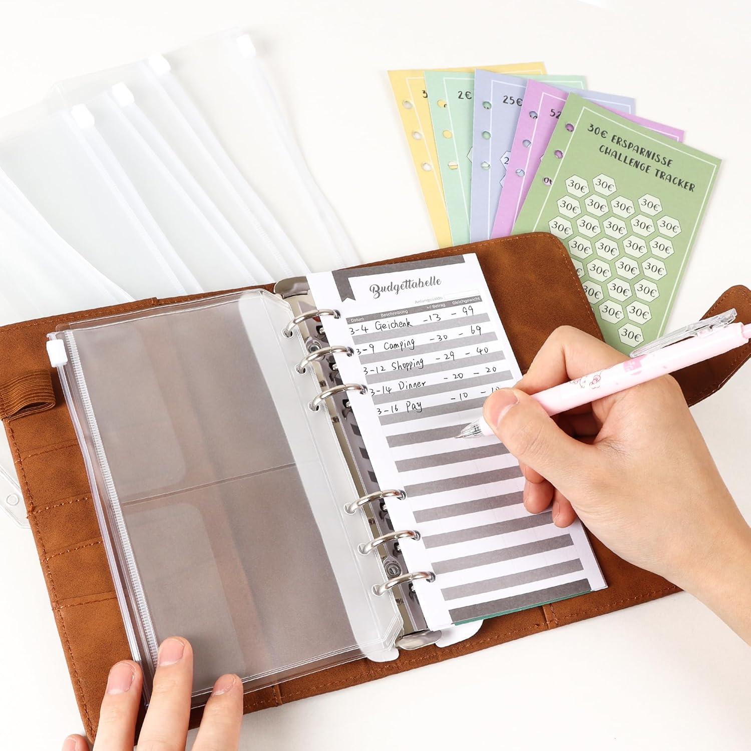 Budget Planner A6 Sparbuch Geld 10 Bargeldumschlägen 24 Budgetblättern