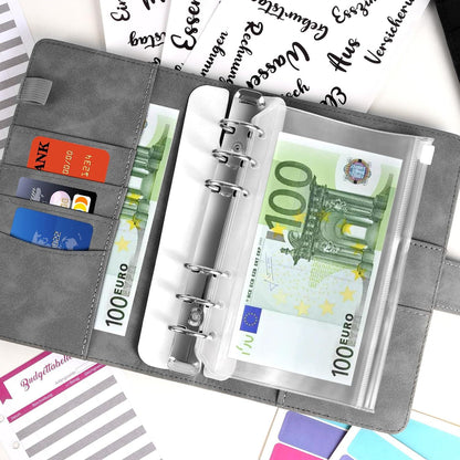 Budget Planer A6 Geld Sparbuch Deutsch 24 Budgetblätter Leder Binder